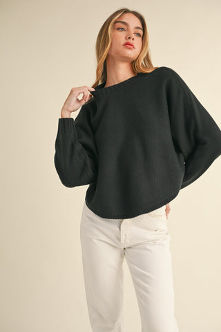 Mable Round Neck Dolman Sleeve Cropped Sweater Trendsi