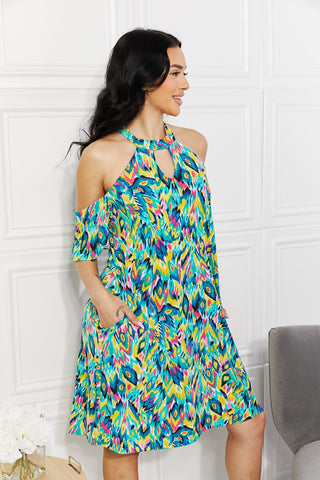 Sew In Love Full Size Perfect Paradise Printed Cold-Shoulder Dress Trendsi