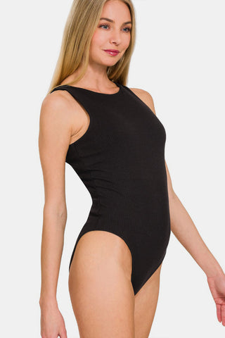 Zenana Ribbed Double Layered Bodysuit Trendsi