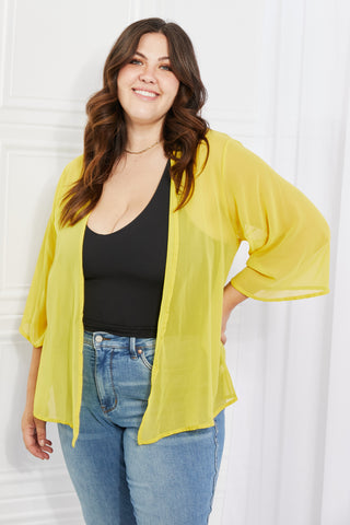 Melody Just Breathe Full Size Chiffon Kimono in Yellow Trendsi