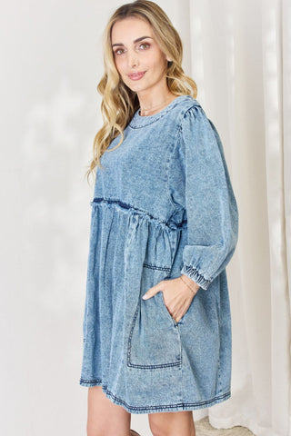 HEYSON Full Size Oversized Denim Babydoll Dress Trendsi