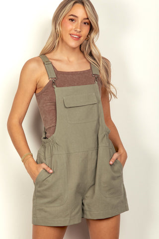 VERY J Adjustable Suspender Overalls with Pockets Trendsi