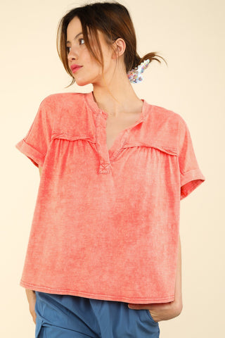 VERY J Nochted Short Sleeve Washed T-Shirt Trendsi