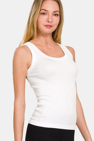 Zenana 2 Way Neckline Washed Ribbed Tank Trendsi