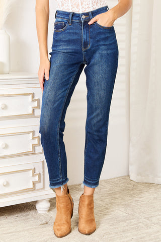 Judy Blue Full Size High Waist Released Hem Slit Jeans Trendsi