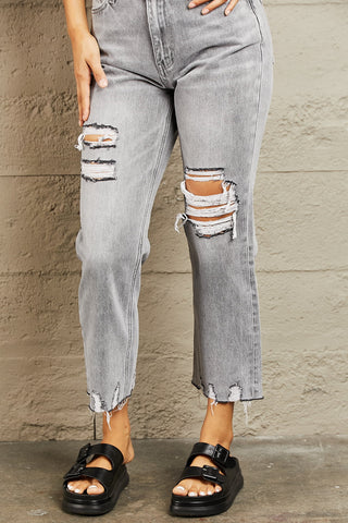 BAYEAS High Waisted Cropped Mom Jeans Trendsi