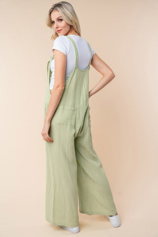 White Birch Texture Sleeveless Wide Leg Jumpsuit Trendsi